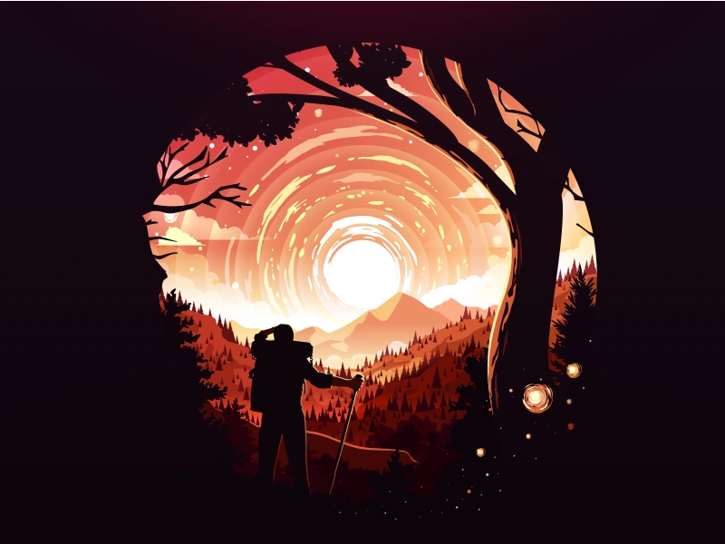 Adventure Travel prokart hike trip circle art venture forest scene tou.webp