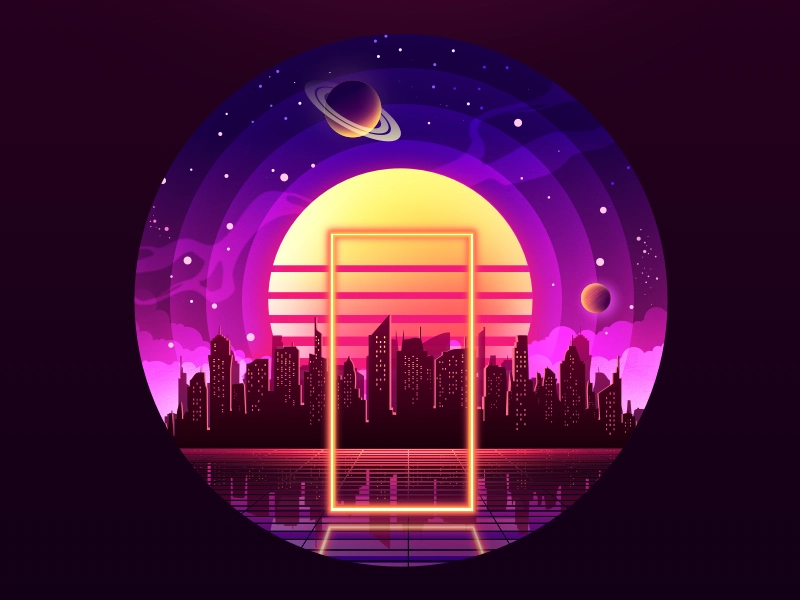Cyber City entrance door reflection circleart circle nightlife night c.webp