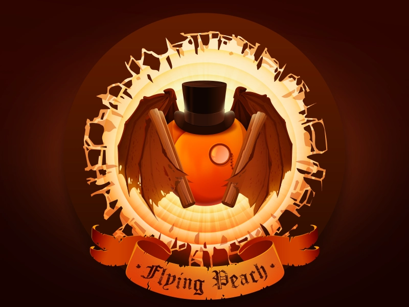 Flying Peach bacardi hat cocktail cinnamon ribbon monocle wings prokop.webp