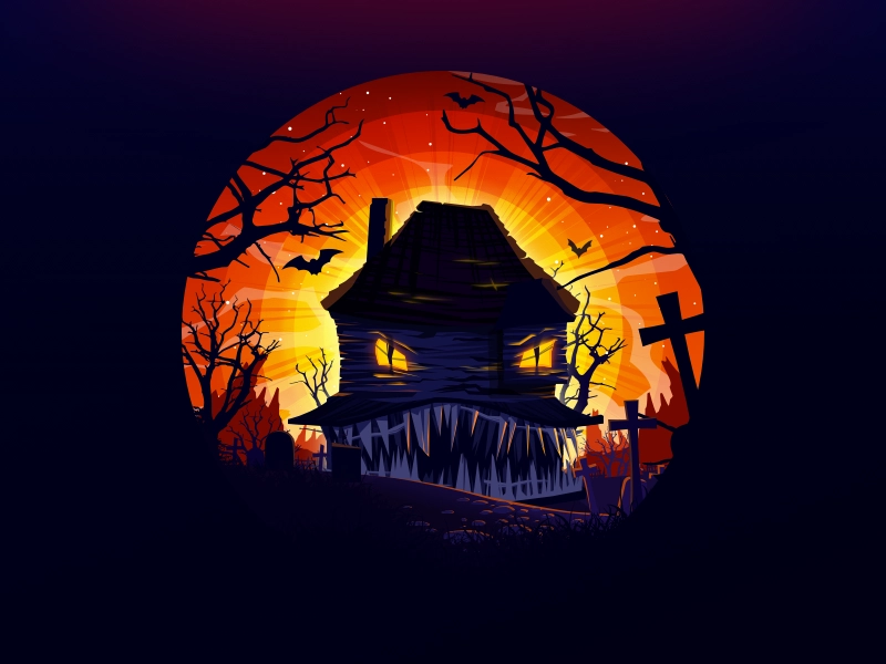 Halloween horror dribbbleweeklywarmup grin house monster trend proart.webp