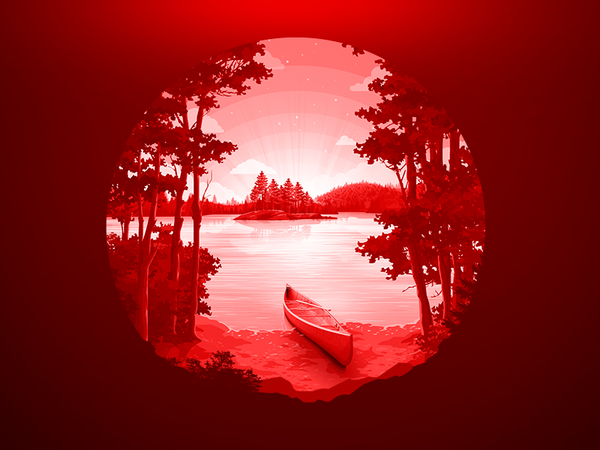 Lake Shore red reserved reserve trend illustration boat paddle wood pr.webp