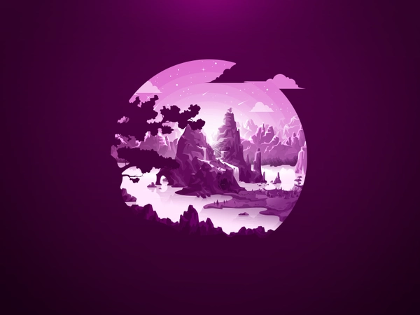 Mountain Landscape trend popular negative river tree lake illustration.webp