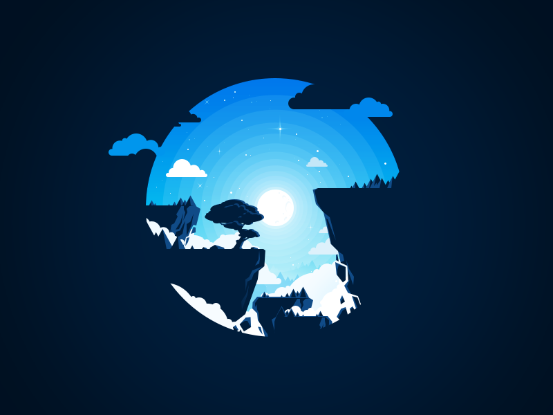 Night landscape illustration circle elipse forest radiance negative tr.png