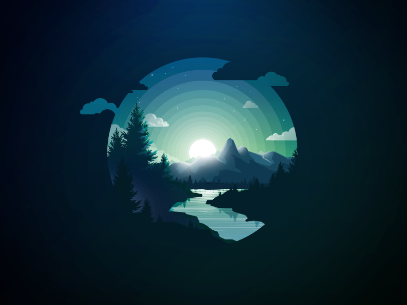 Night moon flow ford effluent nulla flood stream forest negative lands.png