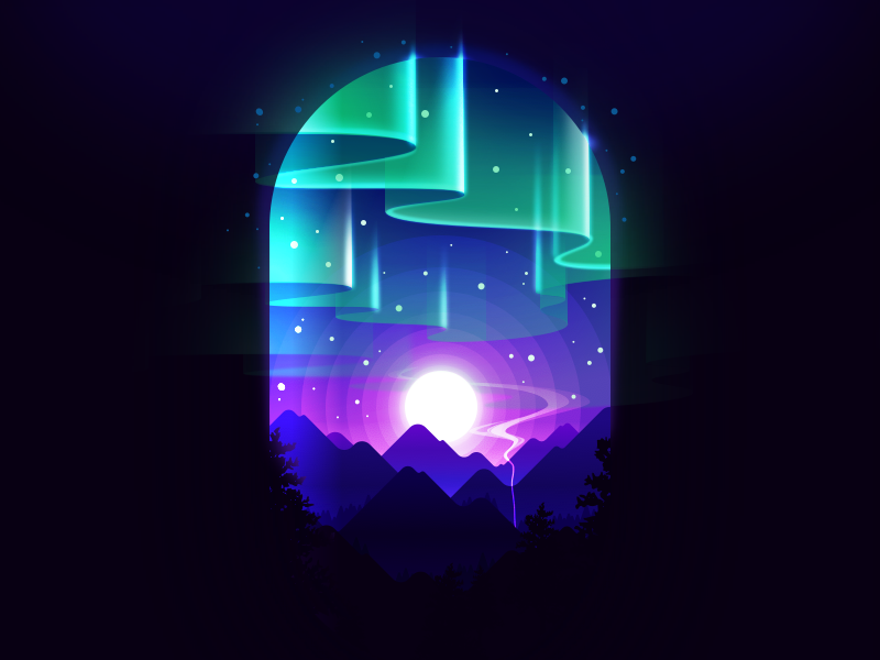 Northern Lights vector radiance northern lights forest negative landsc.webp