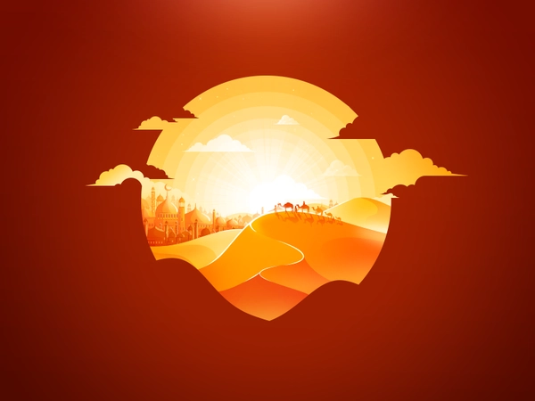Sahara Desert hot city illustration radiance landscape nature trend pr.webp