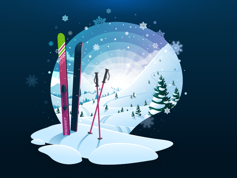 Ski Winter  sunset relax silence calm travel snowflakes cold snowfall.webp