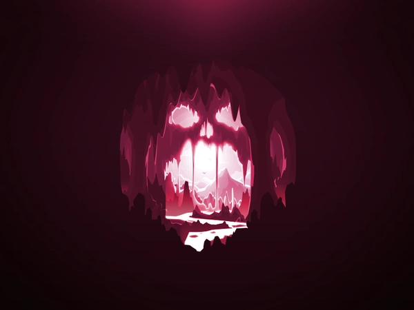Skull Cave den grot grotto riskiness imminence hazard peril silhoutte.webp