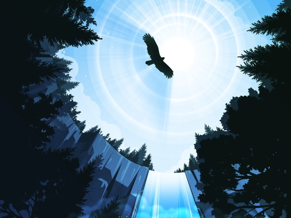 Waterfall negative illustration trend proart prokopenko wing hawk flig.webp