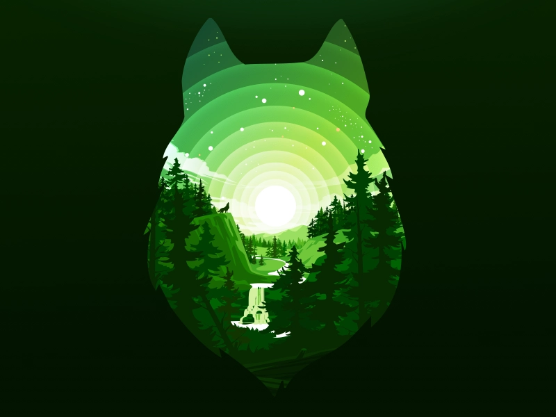 Wolf Forest wild bent grass meadow glade wood nulla stream green tree.webp
