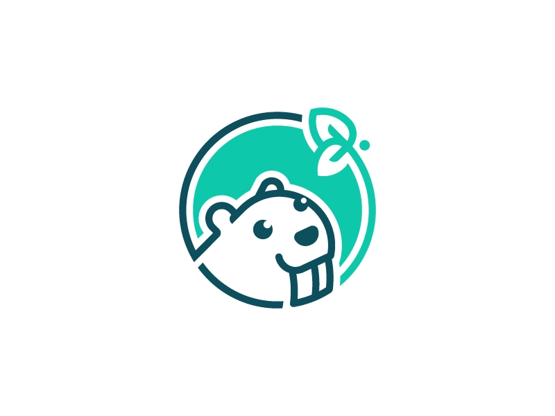Beaver symbol round logo animal cute teeth health nature leaf beaver.webp