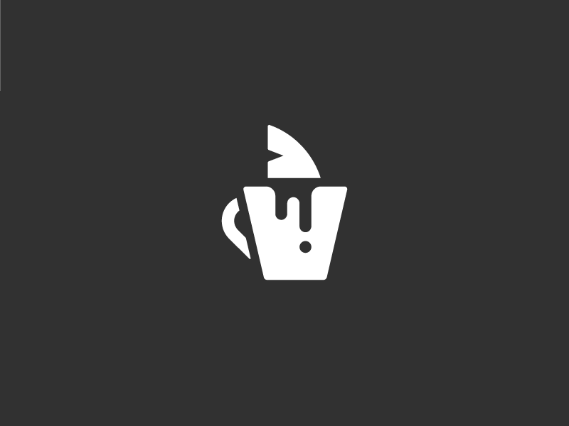 Coffee shark creative negative symbol icon logo drop cup coffee fish f.webp