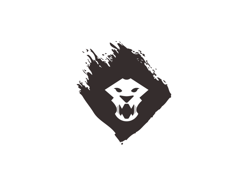Lion leo creative negative icon logo head teeth brush paint cat animal.png