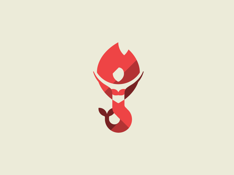 Mermaid logo beauty water siren symbol space negative icon logo red ha.png