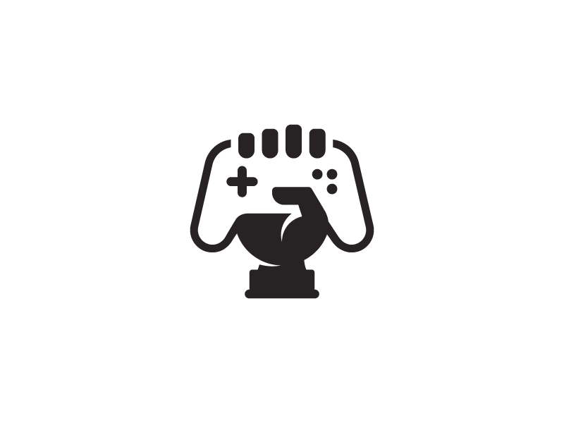 Trophy logo hold win power trophy hand social play game controller joy.png