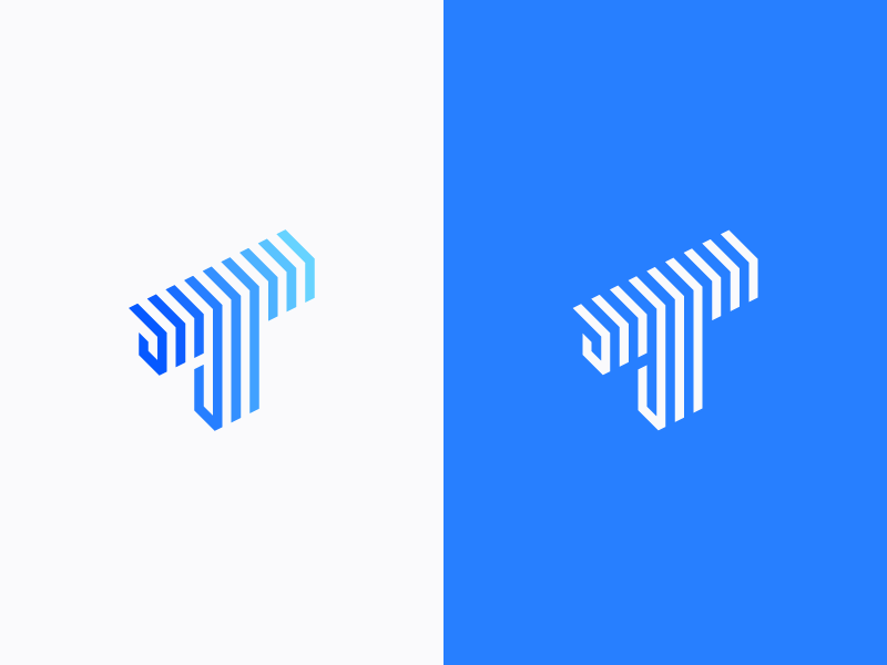 T type symbol icon logo 3d blue stripe line letter t.png