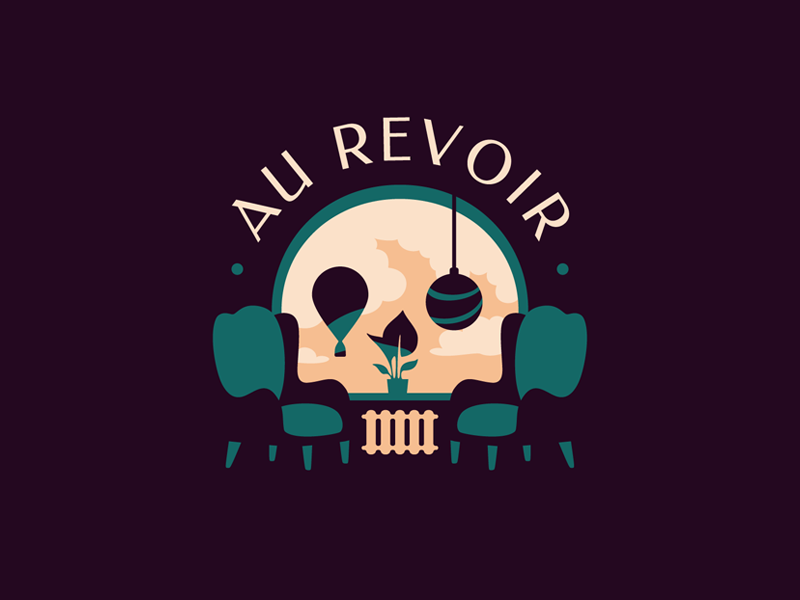AU REVOIR window retro illusion room skull illustration logotype logo.png
