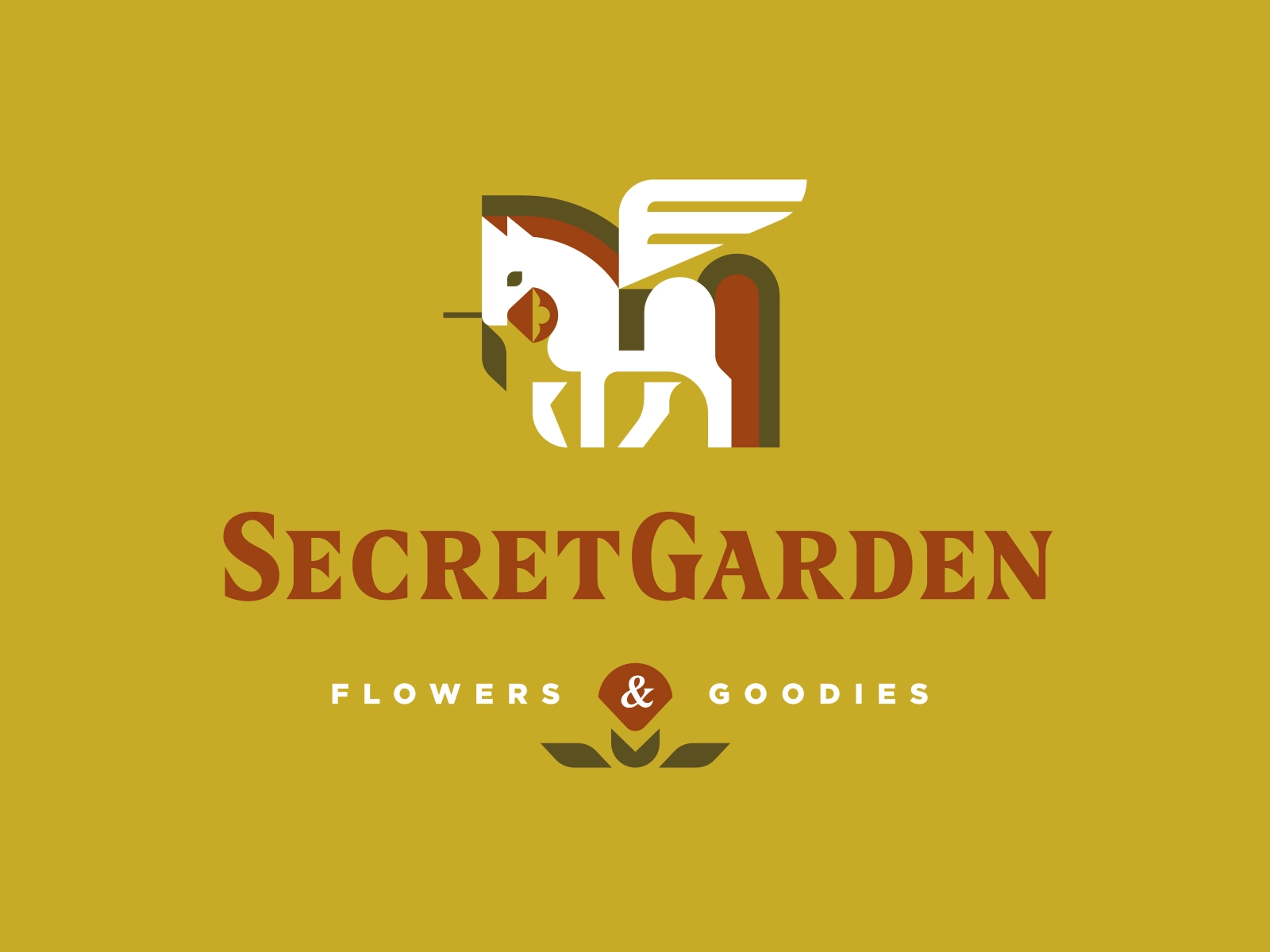 Secret Garden vector pets badge garden flower pegasus horse branding d.webp