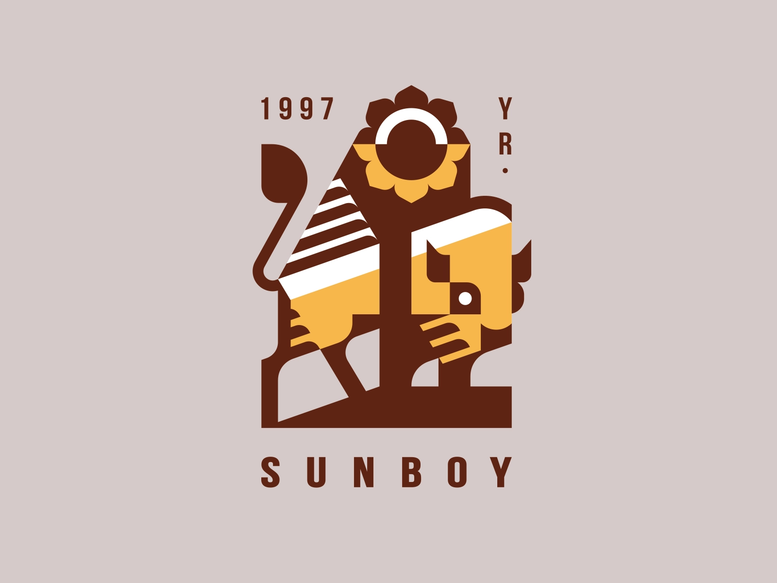 Sunboy nature sticker sun flower buffalo bull bison branding design ma.webp