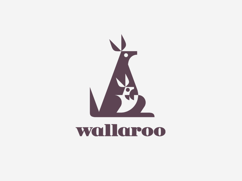 wallaroo cute monochrome mother baby young kangaroo animal logo mark.png