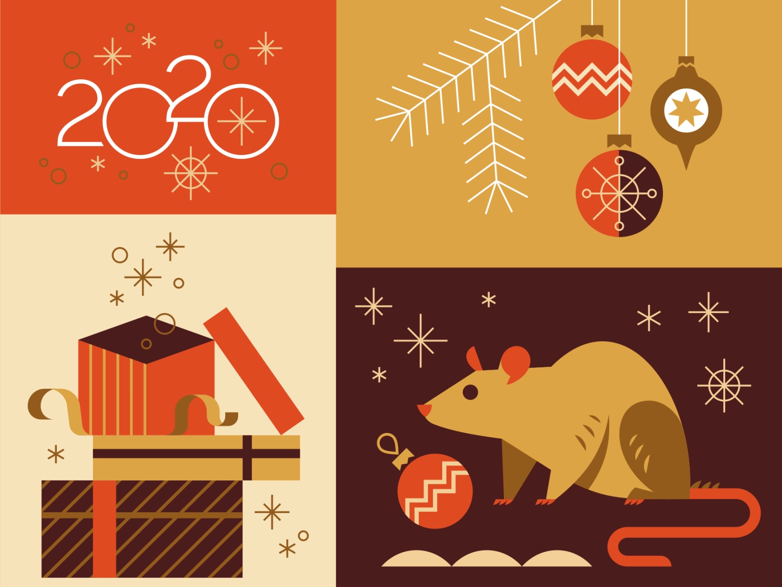 2020 magic gift christmas new year mouse rat emblem logo vector design.webp