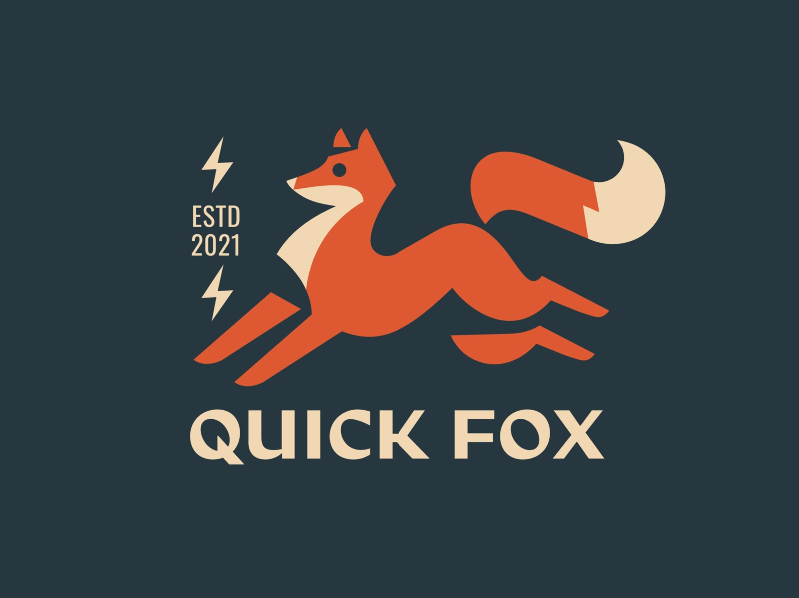 Quick fox mascot quick fast flat geometricart logo emblem character de.webp