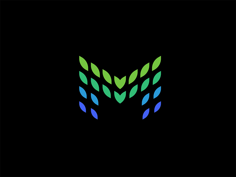 Millenix Logo Animation umbrella branding pattern particles monogram l.gif