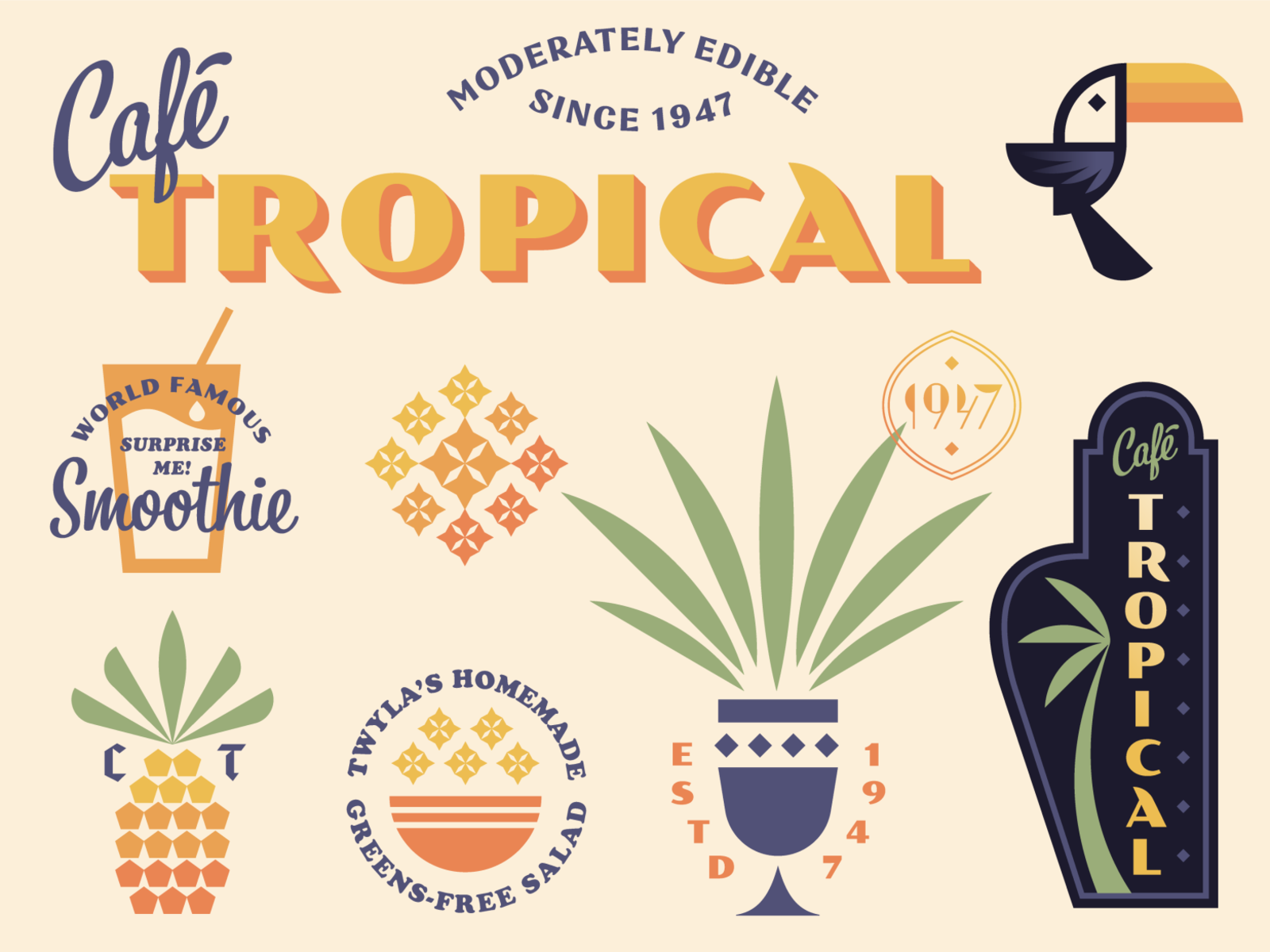 Cafe Tropical from Schitts Creek pineapple vintage retro leaves tree p.png