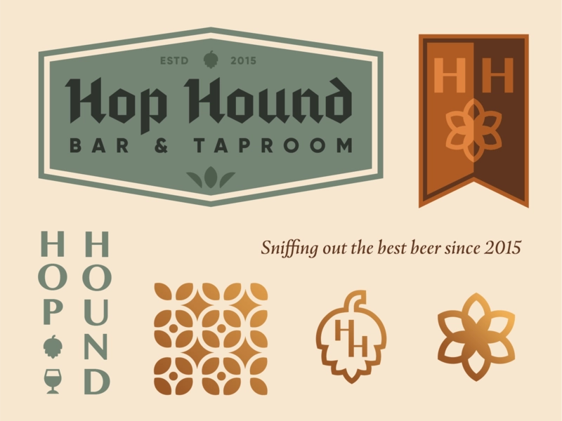 Hop Hound - Brand Assets round 2 copper restaurant brewery blackletter.webp