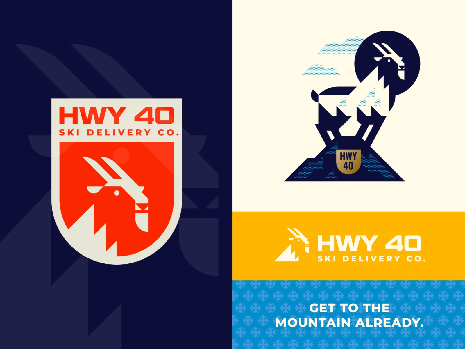 HWY 40 Ski Delivery Co. illustration logo animal slope service deliver.webp