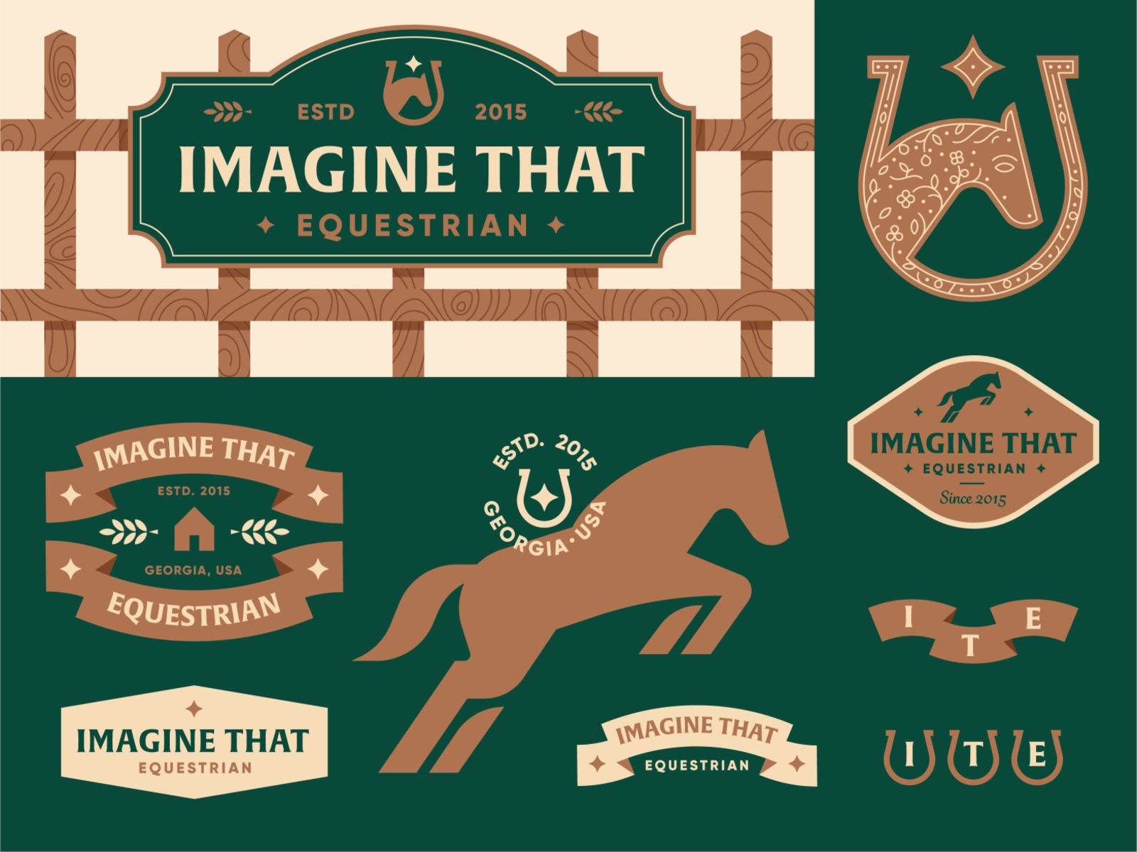 Imagine That Equestrian badge geometric banner ribbon barn star horses.webp
