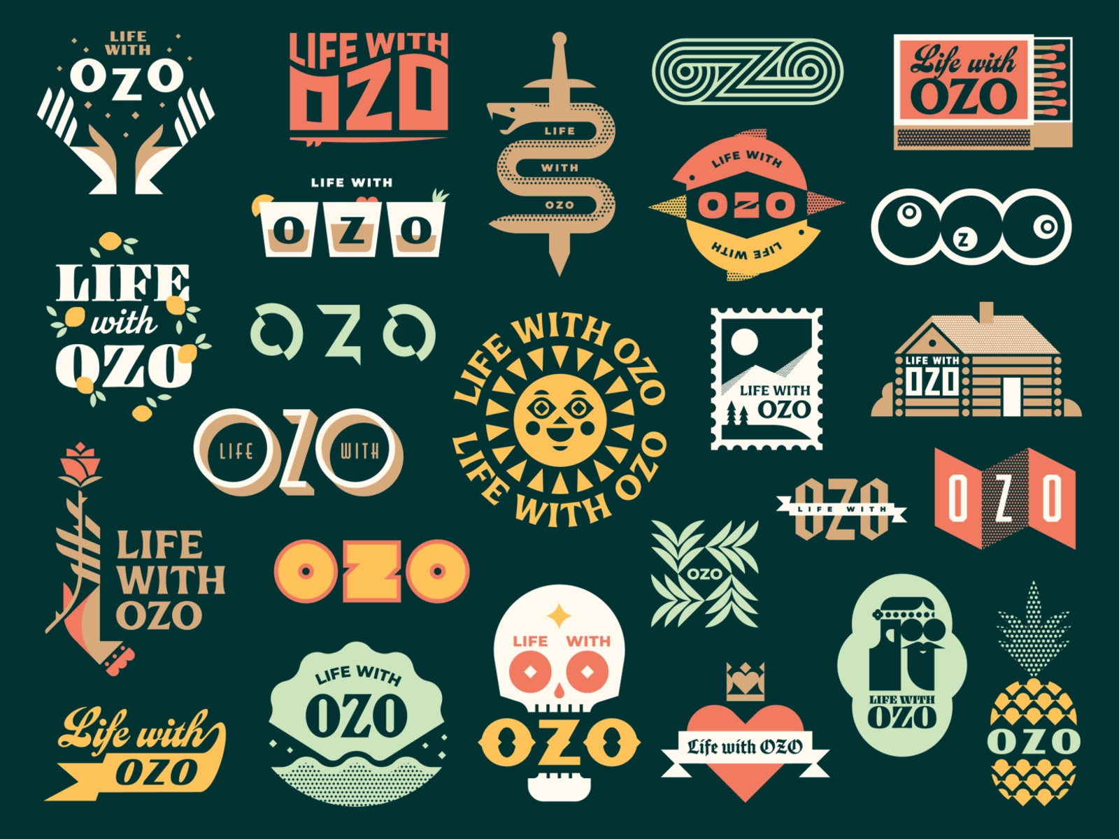 Life With OZO - Logo Suite fish hippie blackletter surf cocktail leave.webp