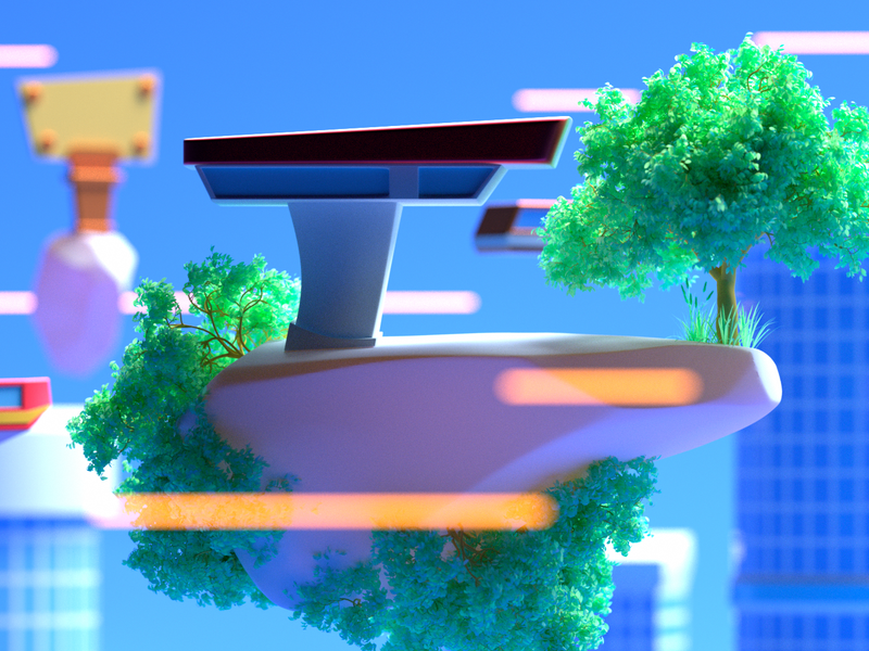 Above the City scifi cartoon cinema 4d city space flying flot 3d high.png