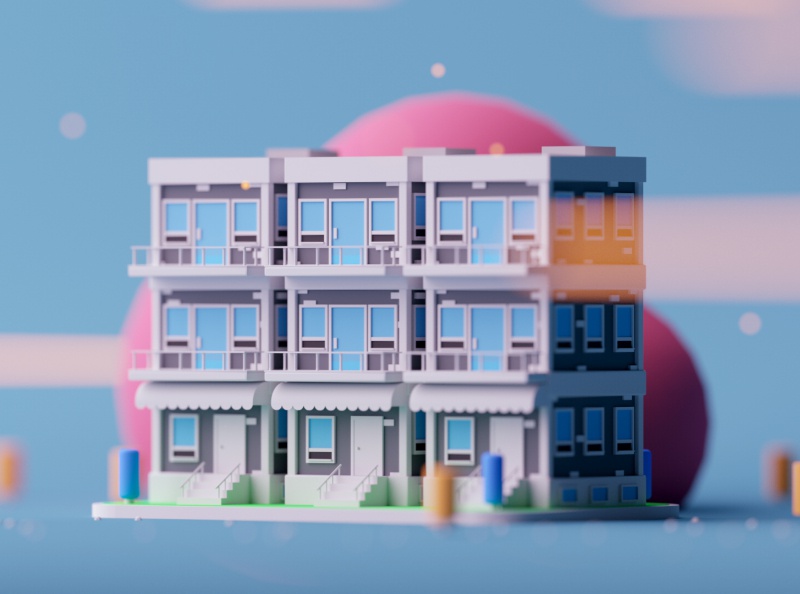Buildings game design cartoon game illustration octane lowpoly cinema.jpg