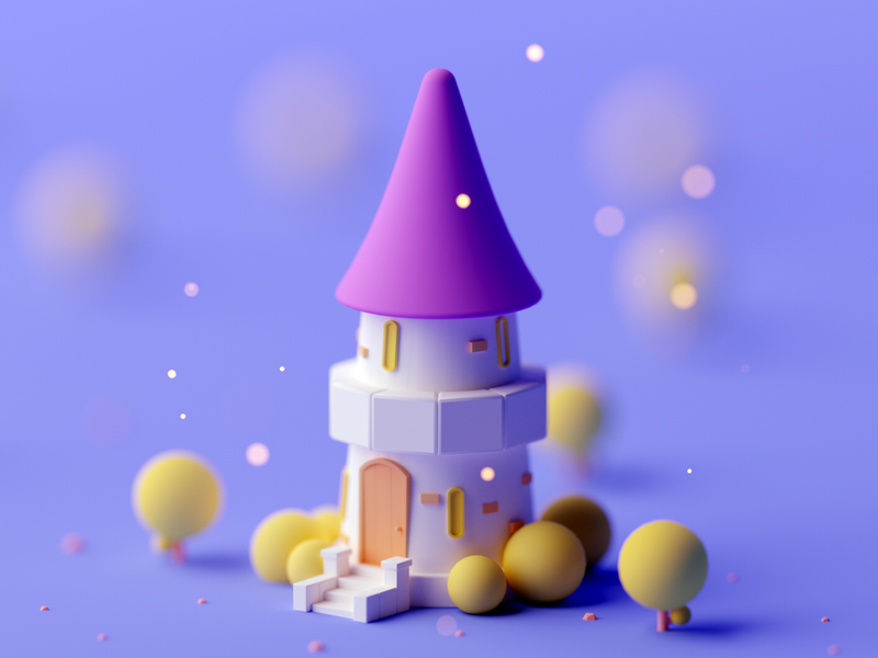 Castle game asset game design design cinema4d forest game building fan (3).png