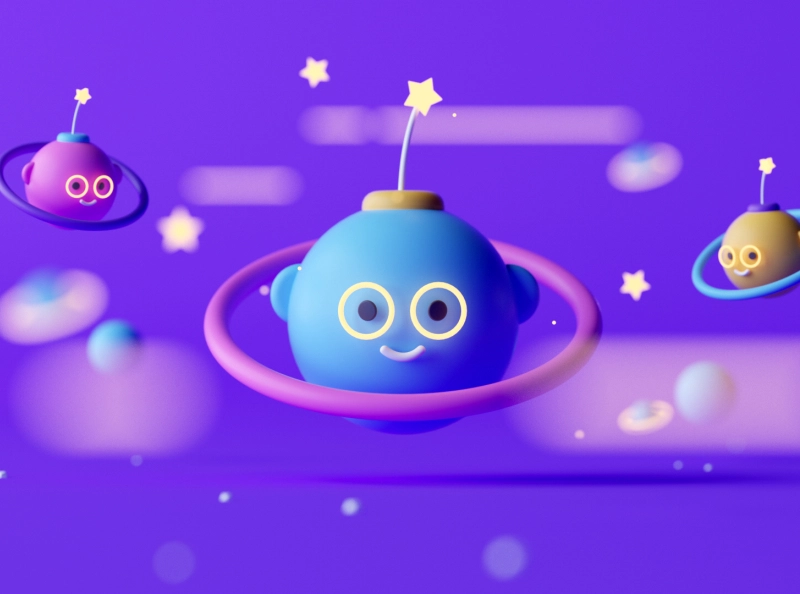 Cool Planets! cartoon design low poly character design character illus.webp