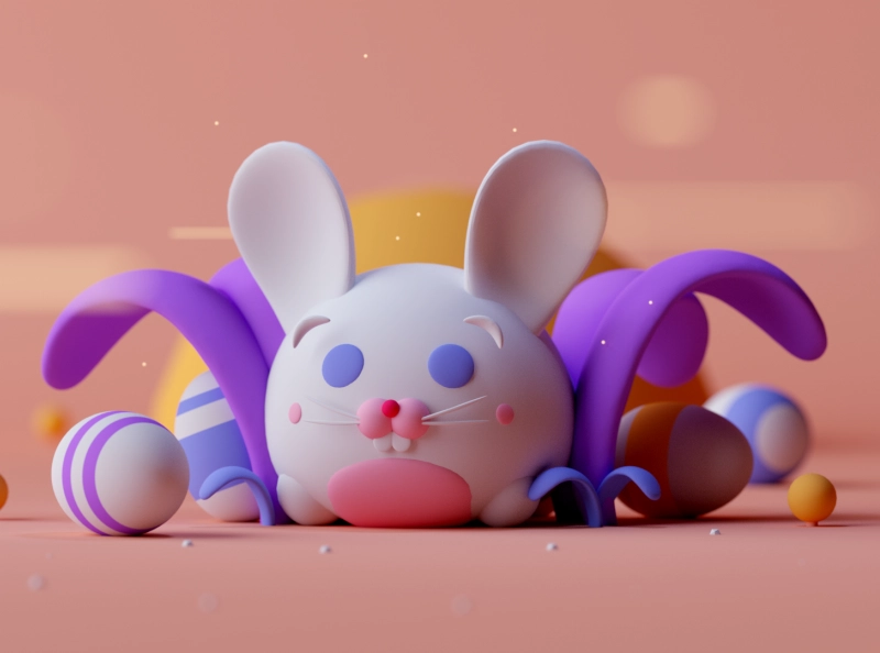 Happy Easter game fantasy cartoon illustration octane cinema 4d c4d 3d.webp