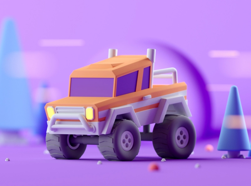 Pickup Truck illustration cinema 4d isometric c4d lowpoly 3d.webp