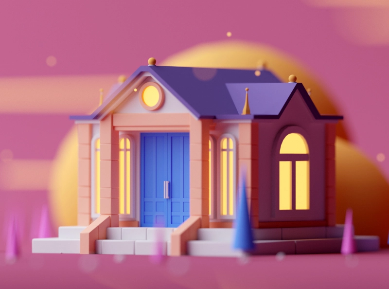 Old Building low poly fantasy game design isometric room illustration.webp