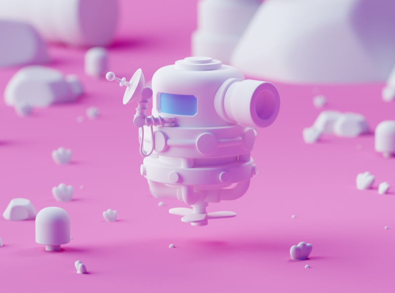 Robot 3d game design game illustration lowpoly cinema 4d octane isomet.webp
