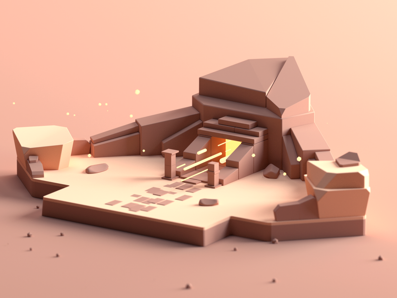 Small Land Cave enviroment fantasy cartoon isometric room low poly gam.png