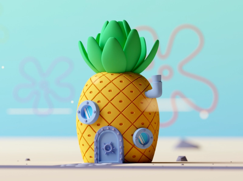 SpongeBobs house fantasy illustration cartoon game lowpoly octane cine.webp