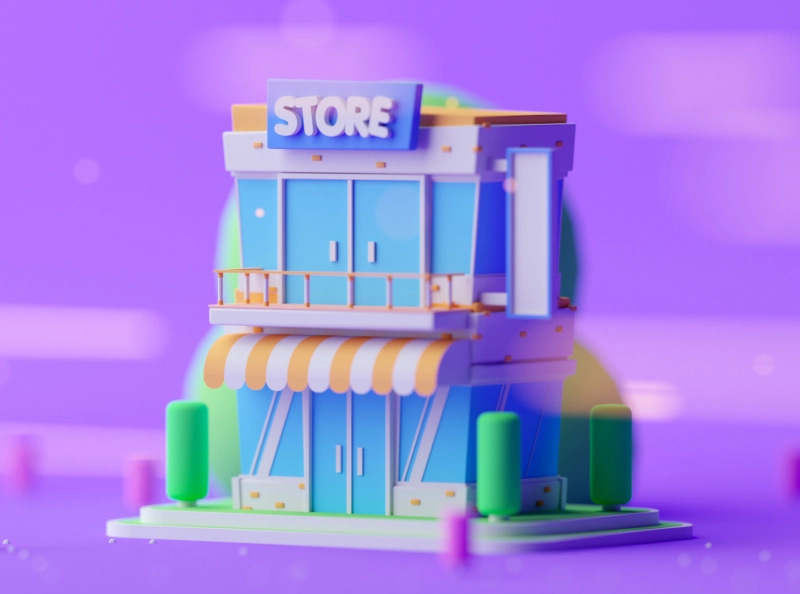 Store Level 2 fantasy isometric room cartoon game illustration lowpoly.webp