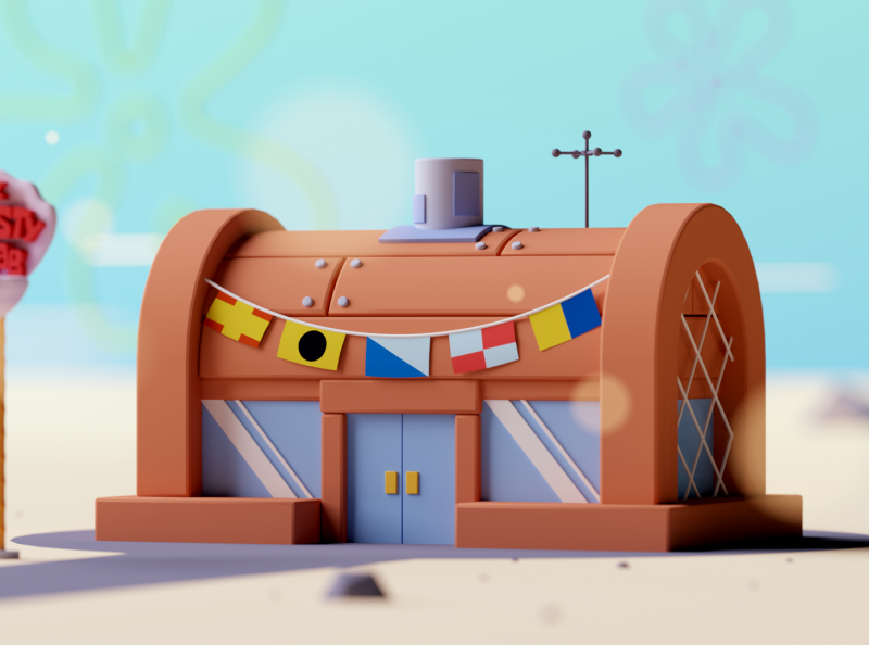 The Krusty Krab illustration game low poly cartoon lowpoly octane cine.png