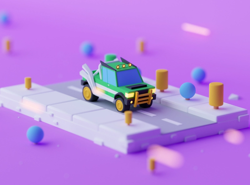 The Truck on the Road game design low poly illustration game lowpoly o.webp
