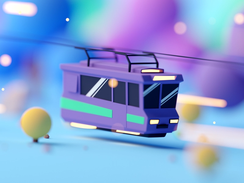 Train vehicle design forest fantasy illustration cartoon low poly isom.webp