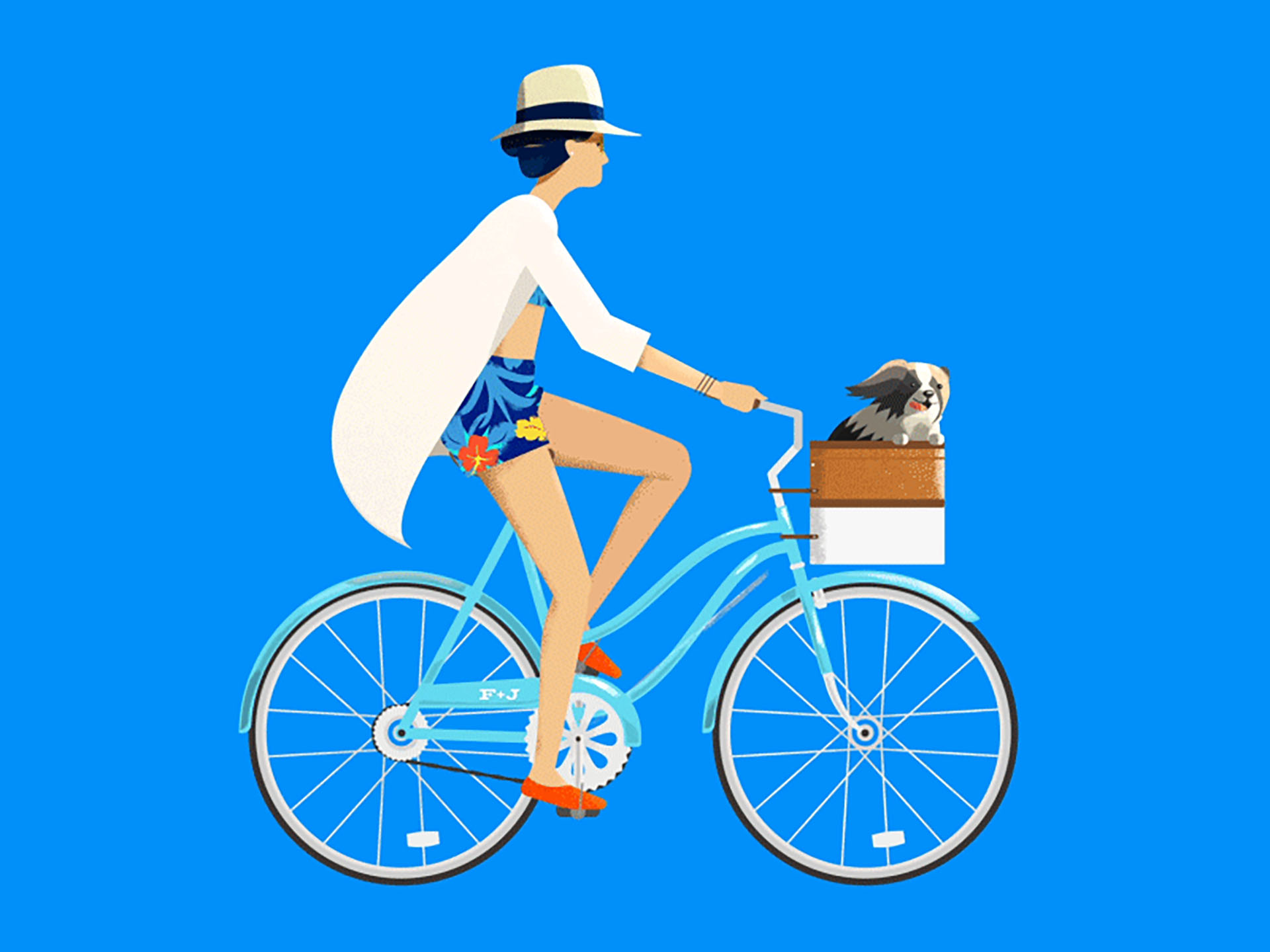 Cruisin fashion illustration animation gif loop basket dog cruiser bik.jpg