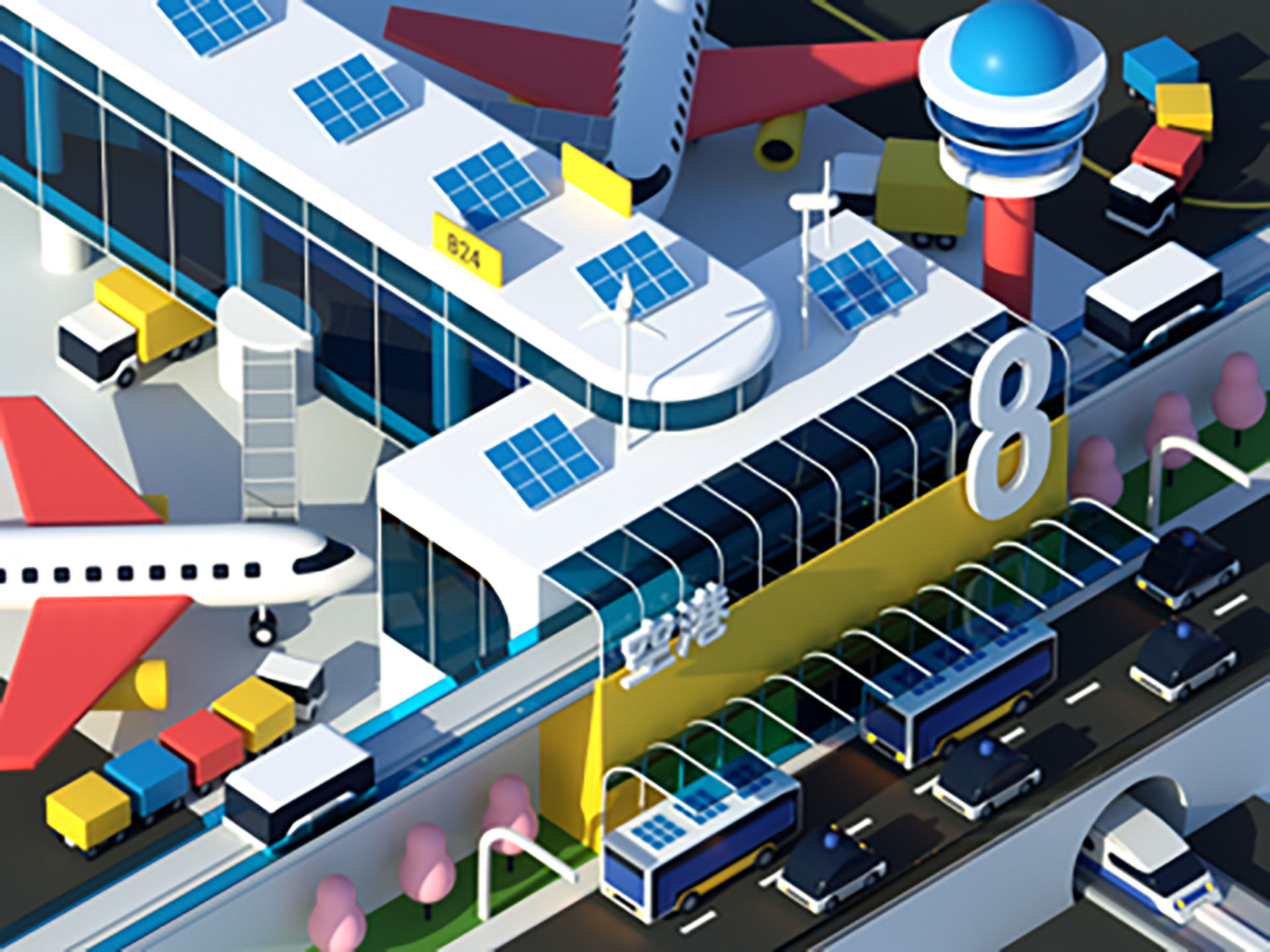 Future City Airport tram terminal airplane train car bus tech transpor.jpg