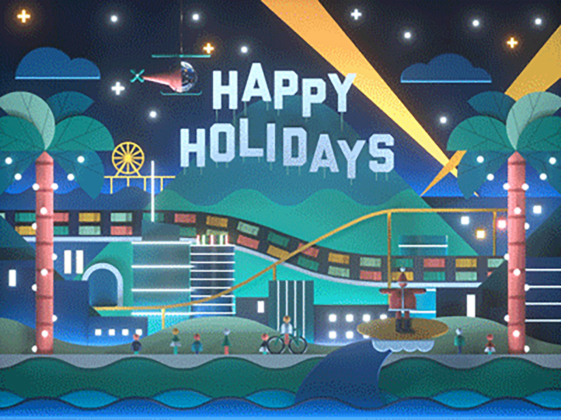 Happy Holidays! cityscape holiday gift loop animation lights city los.jpg