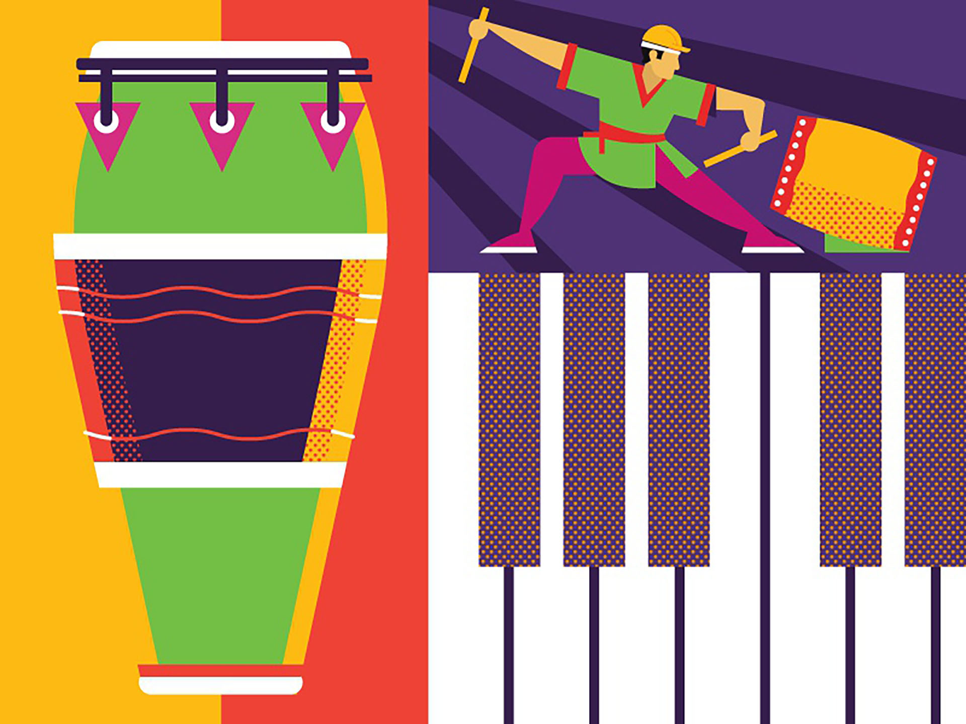 Music Center pt 2 color down the street pattern piano drums taiko inst.jpg